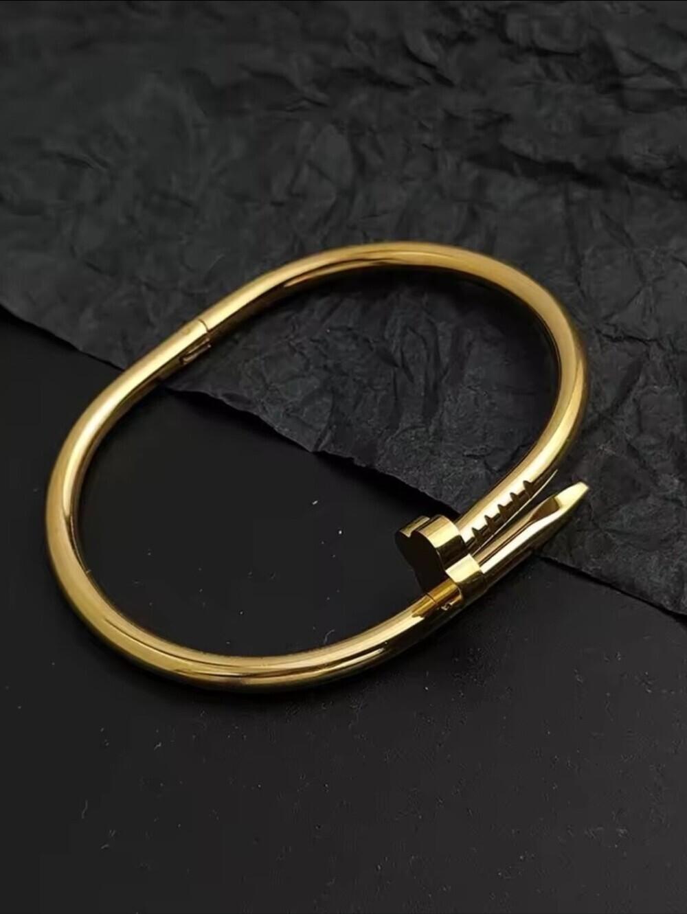 Gold Nail-Style Bangle Bracelet
